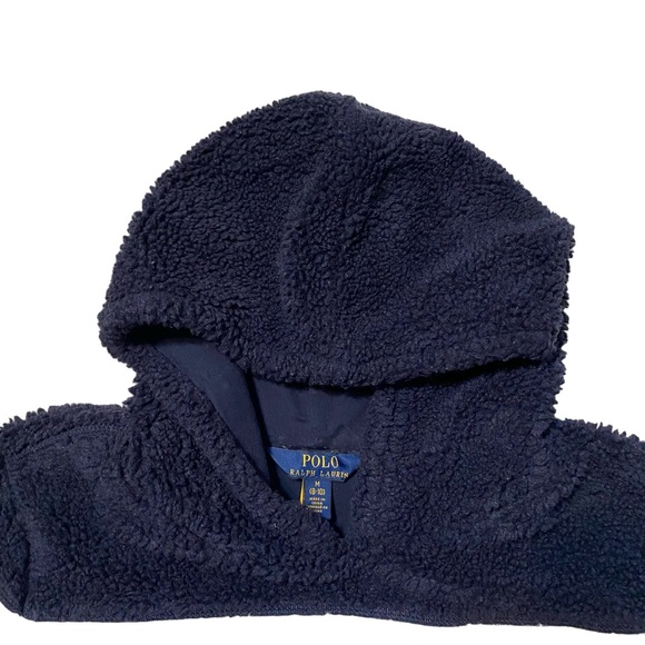 Polo Ralph Lauren High Pile Fleece Sherpa Fur Logo Pullover Hoodie Sweater 8-10 - Picture 2 of 4